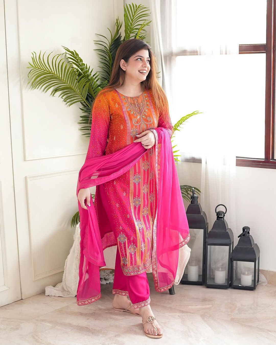 Matrut | Floral Joy Hot Pink Straight Suit