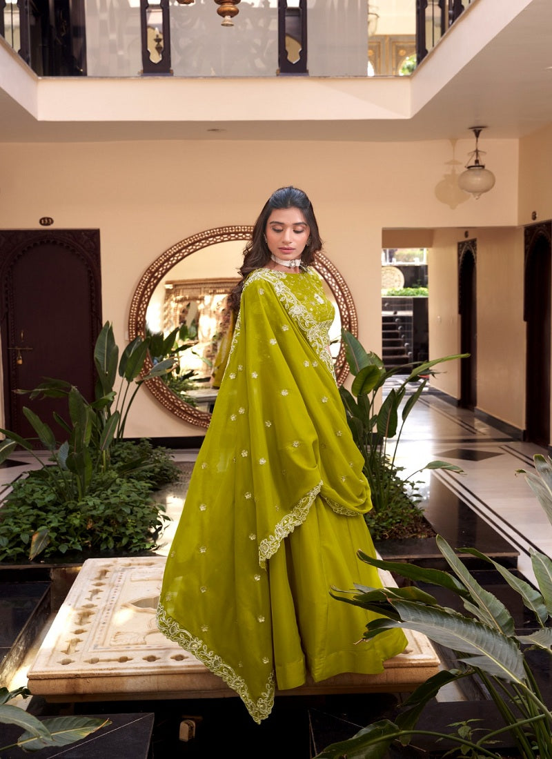 Matrut |  Khoobsoorat Parrot Green Lehenga
