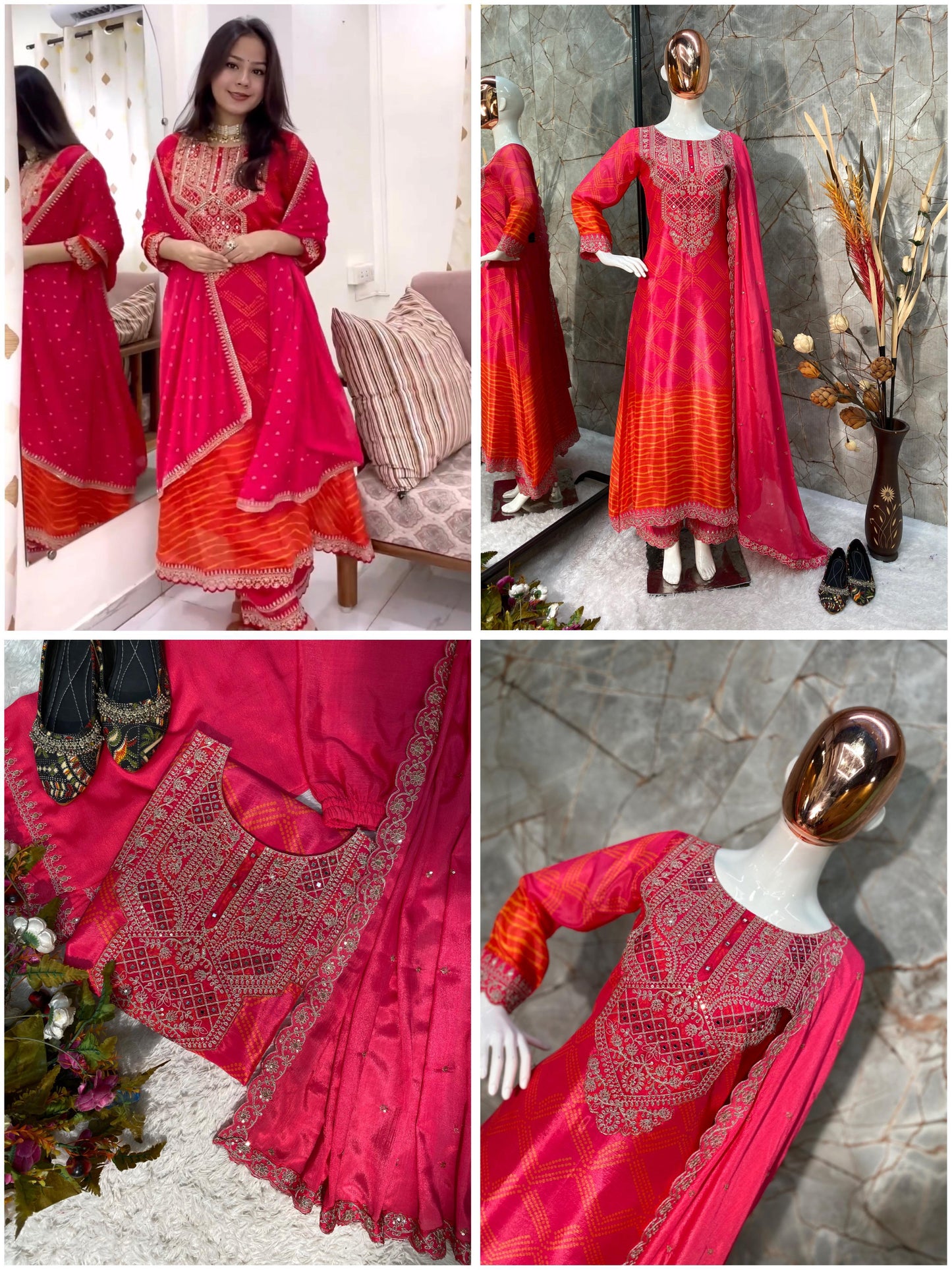 Matrut | Krupa Pink Orange Straight Suit