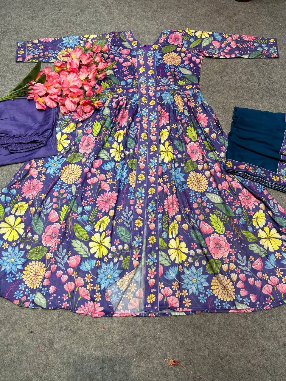 Matrut | Krupa Purple Floral Anarkali Suit