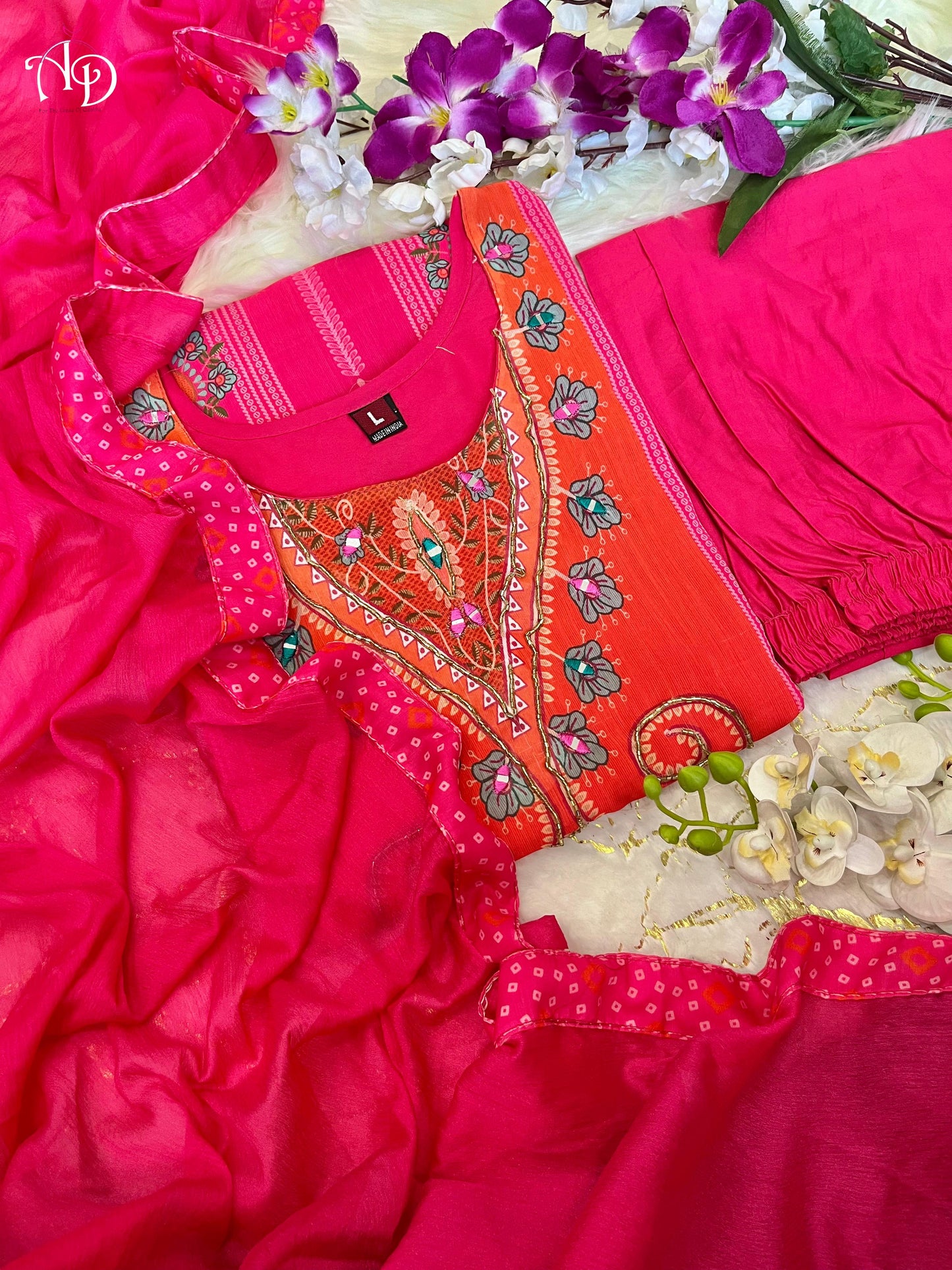 Matrut | Floral Joy Hot Pink Straight Suit