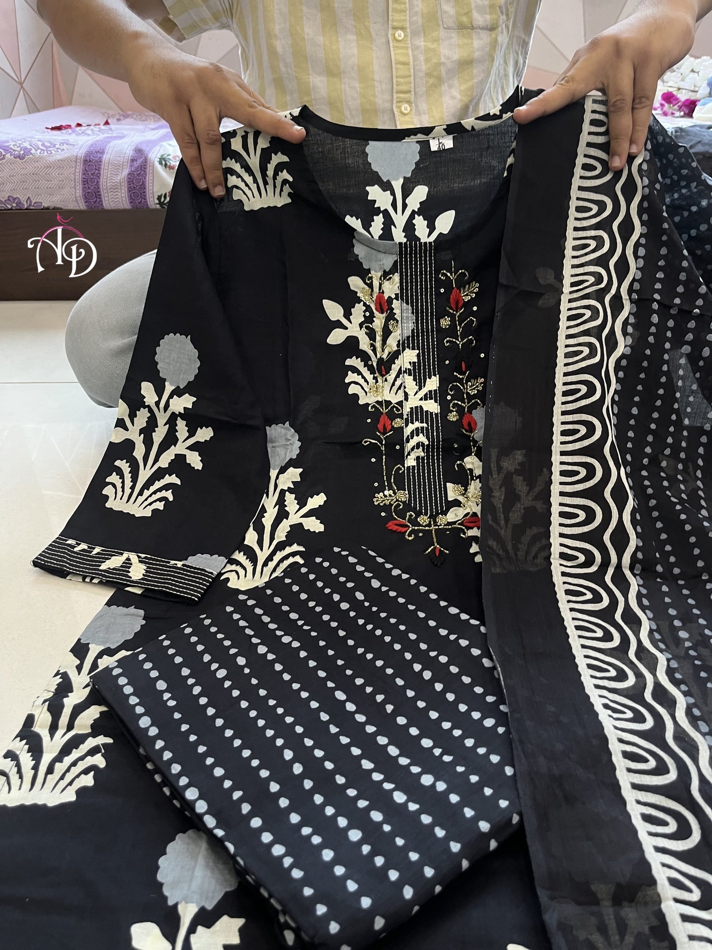 Matrut | Floral Joy Black Straight Suit