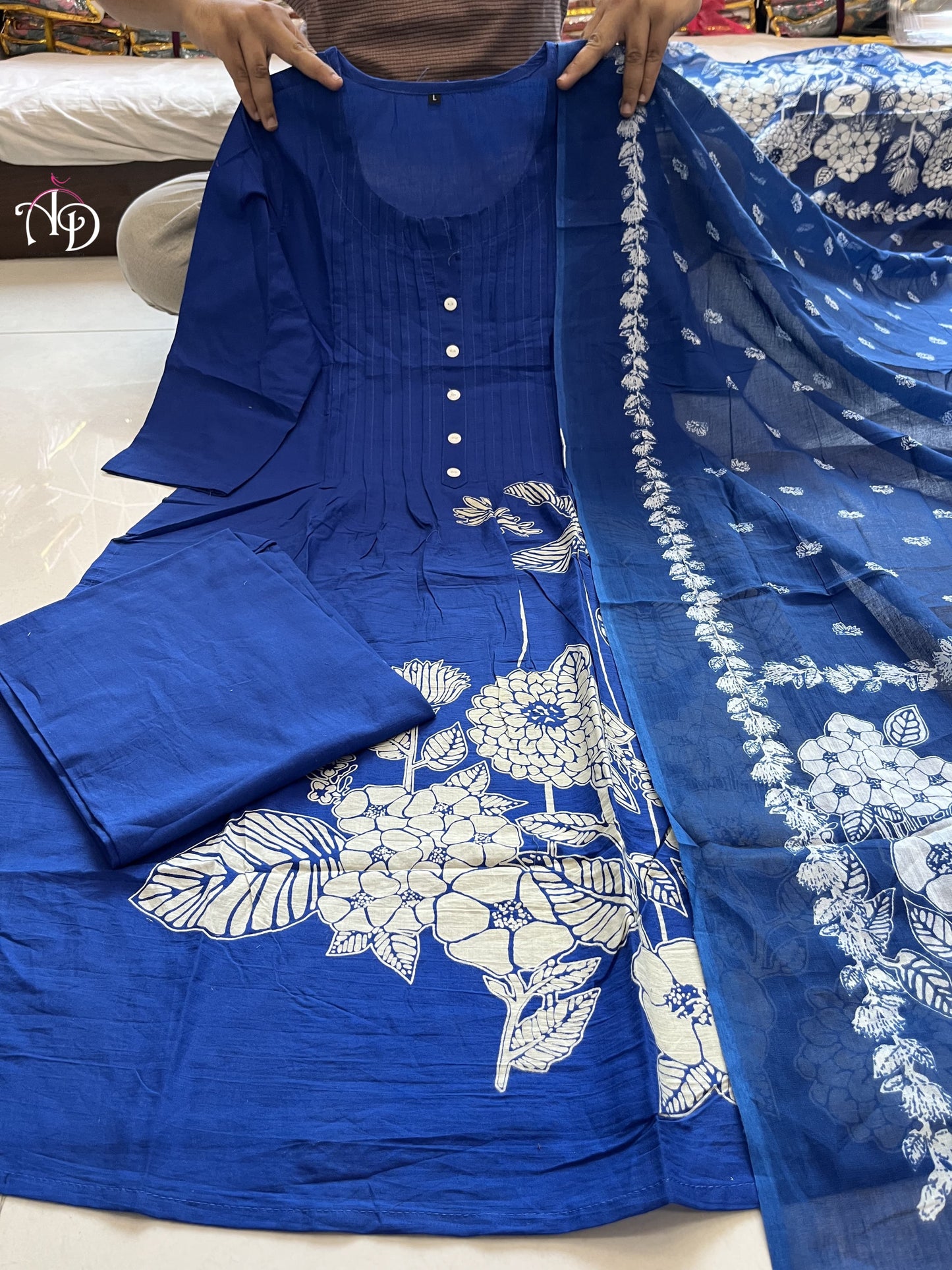Matrut | Floral Joy Royal Blue Anarkali Suit