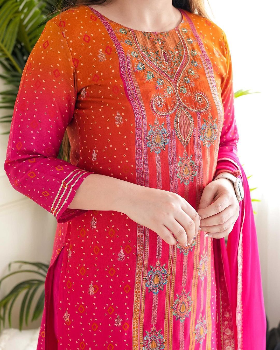 Matrut | Floral Joy Hot Pink Straight Suit