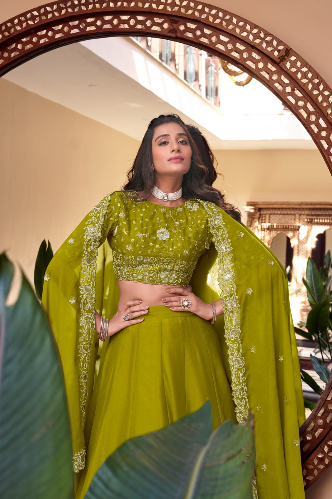 Matrut |  Khoobsoorat Parrot Green Lehenga