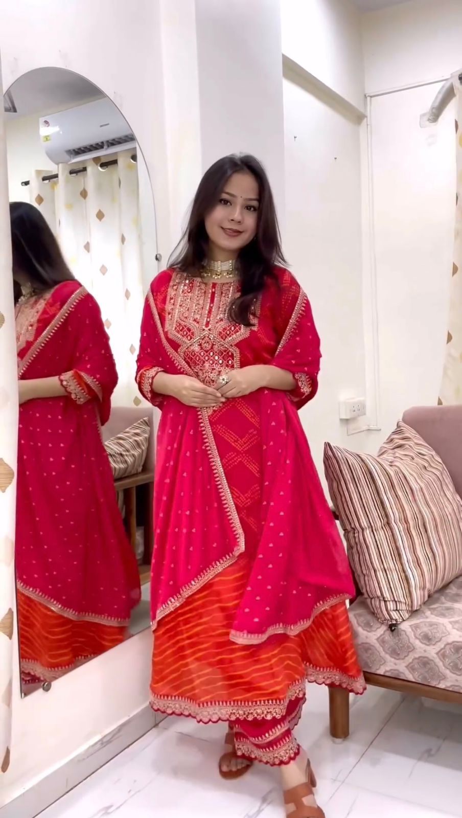 Matrut | Krupa Pink Orange Straight Suit