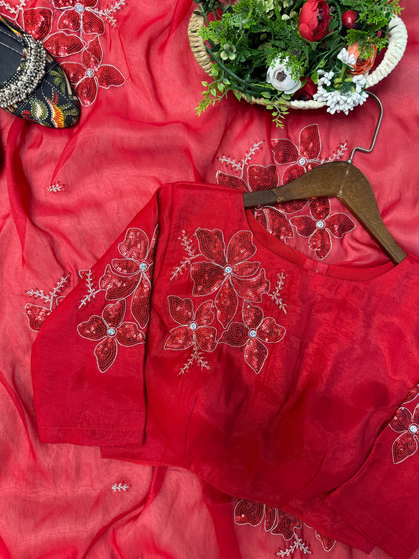 Matrut | Kia Red Sequin Saree
