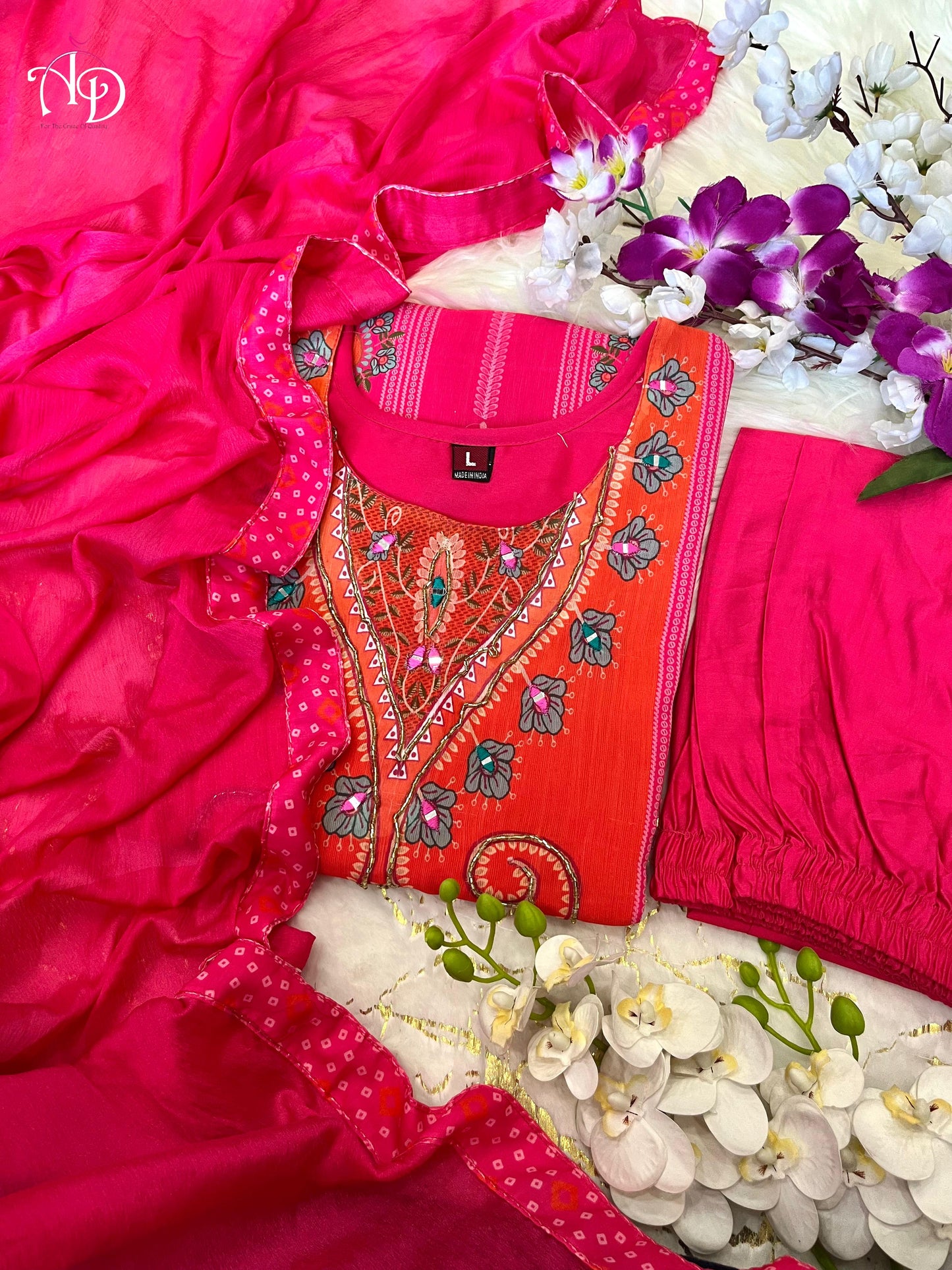 Matrut | Floral Joy Hot Pink Straight Suit
