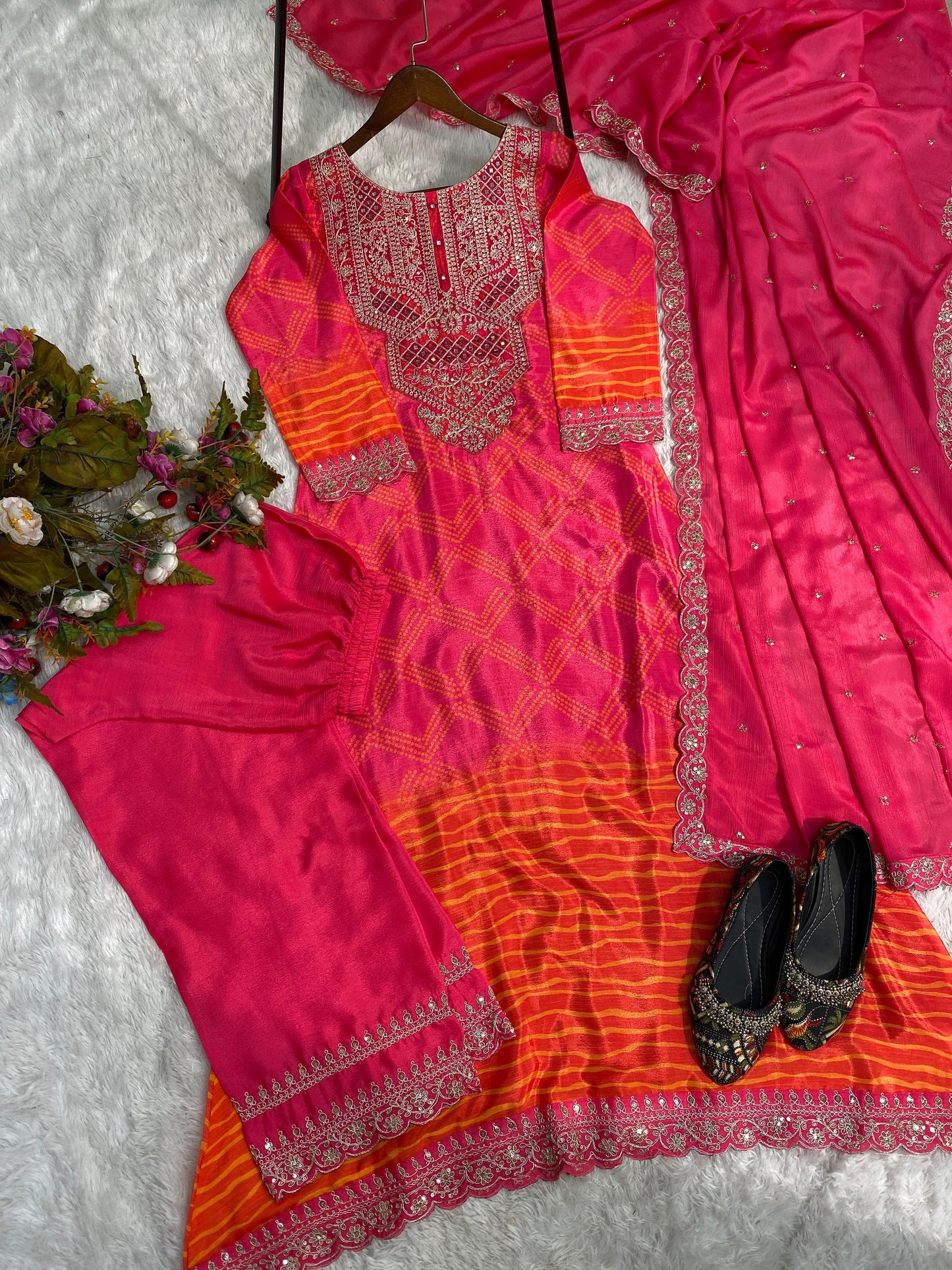 Matrut | Krupa Pink Orange Straight Suit
