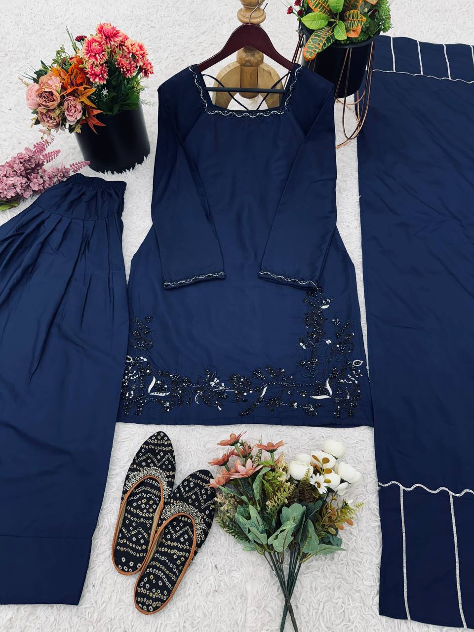 Matrut | Fiesta Navy Blue Sharara Suit