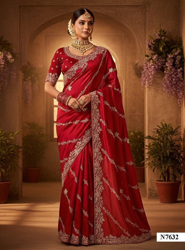 Matrut | Karwa Chauth Edit Red Saree - 012