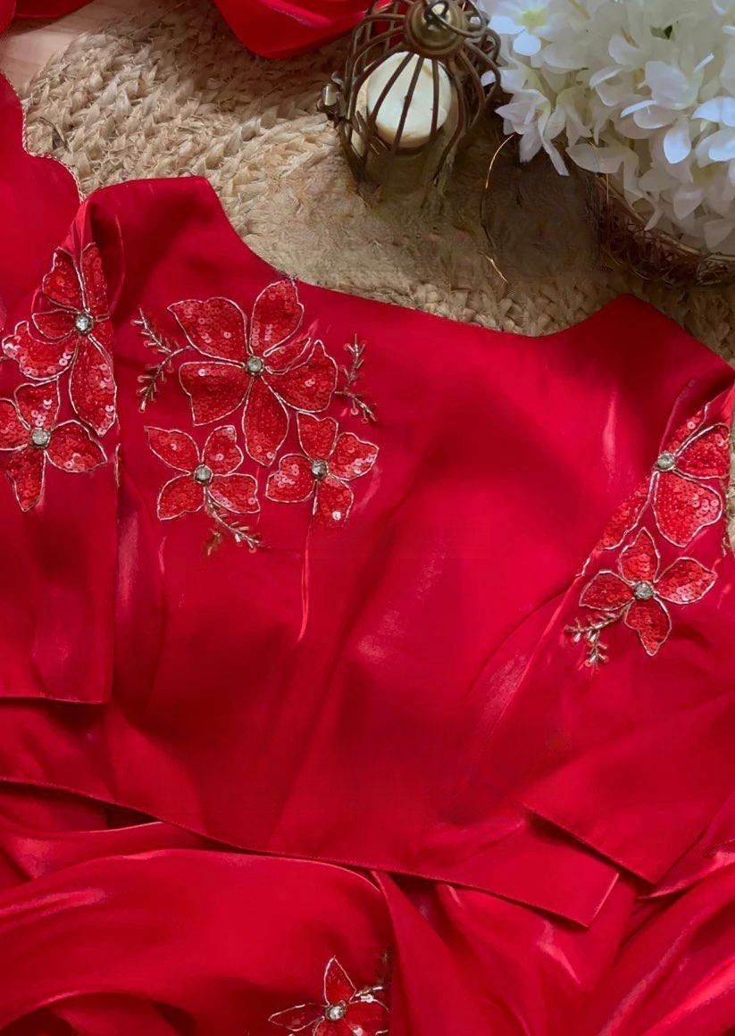 Matrut | Kia Red Sequin Saree
