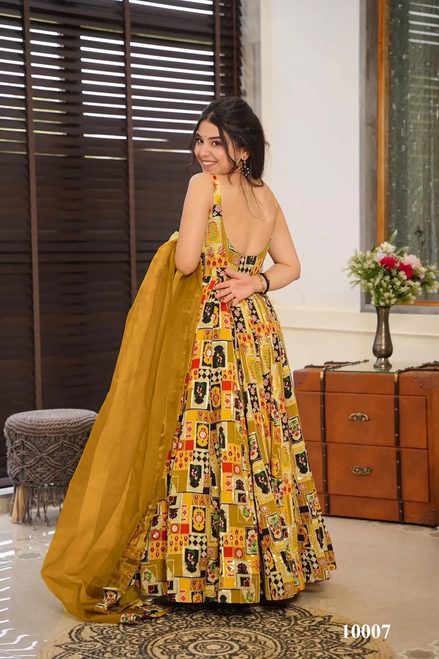 Gulnoor Mustard Anarakali Gown