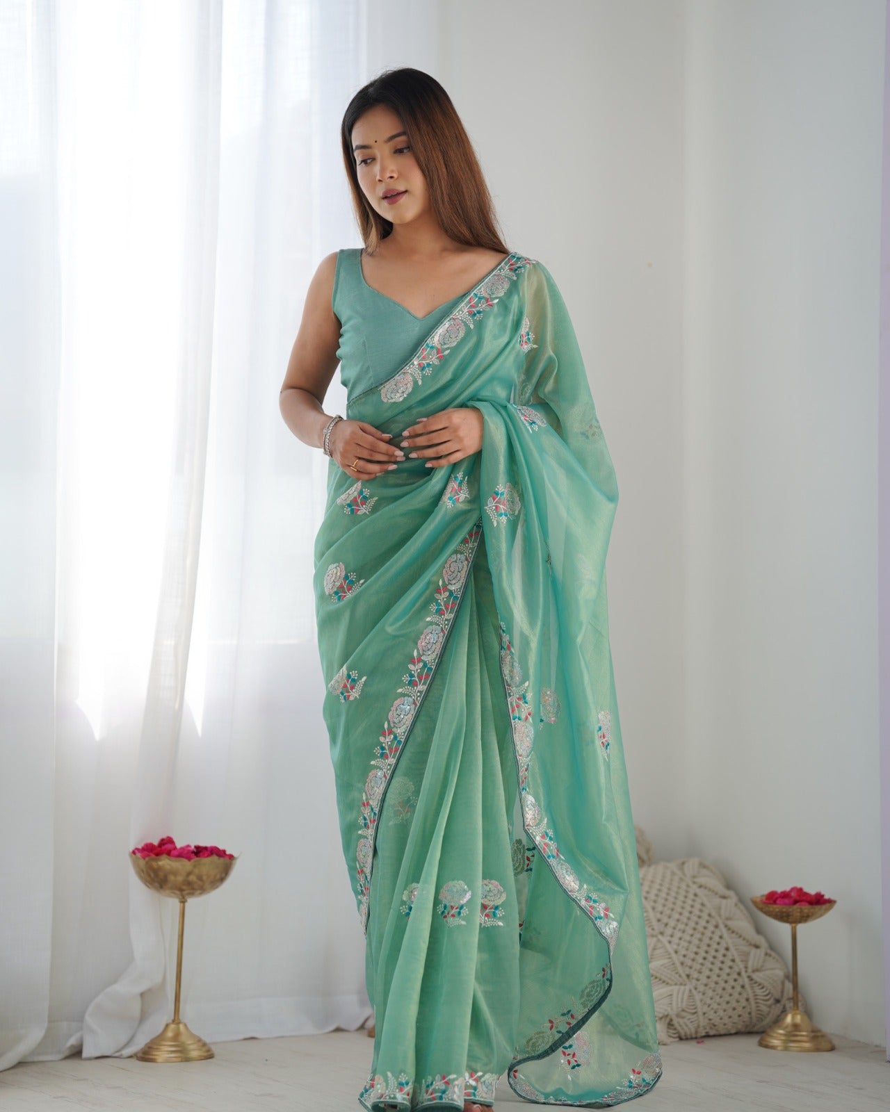 Matrut | Lush Cascade Sea Blue Saree