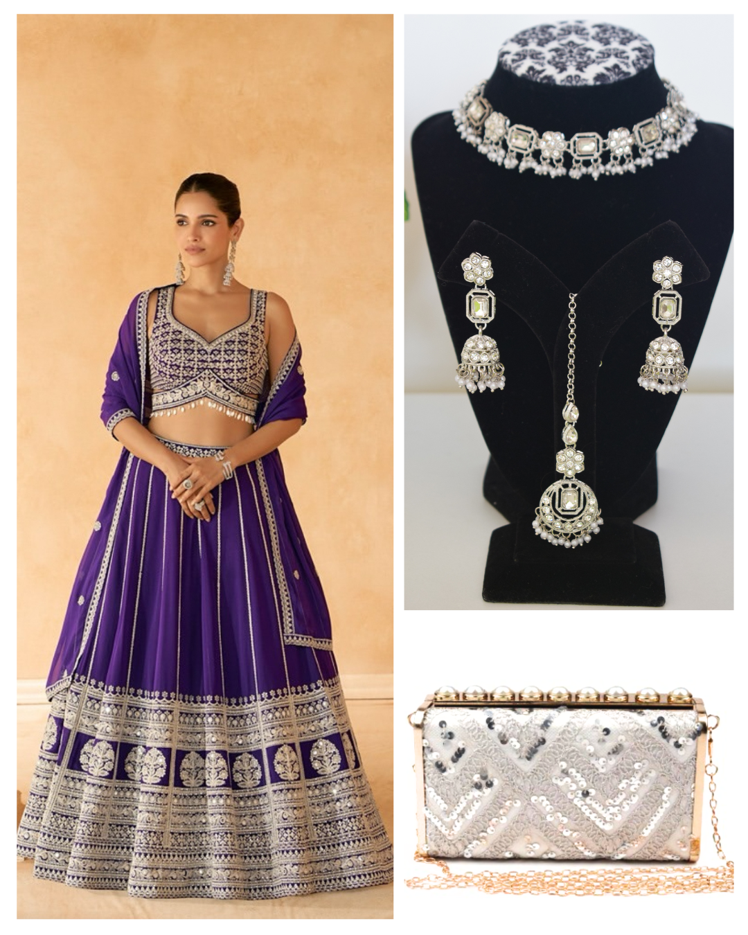 On rent - FULL SET | Nava Rang Purple Lehenga Set