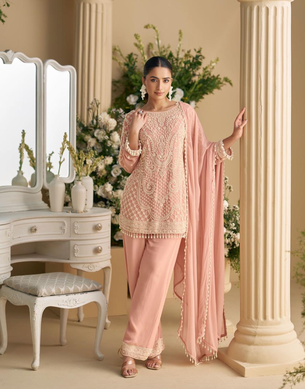 Matrut | Sana Baby Pink Palazzo Suit