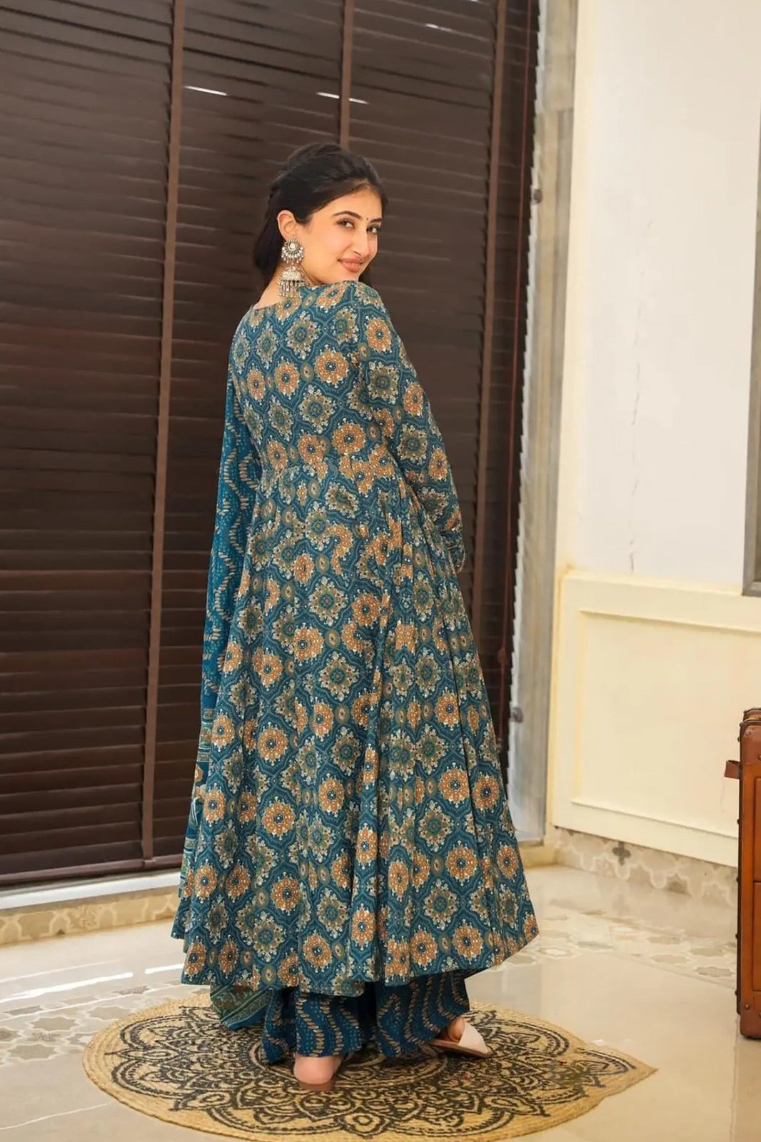 Matrut | Sthir Teal Blue Anarkali Suit