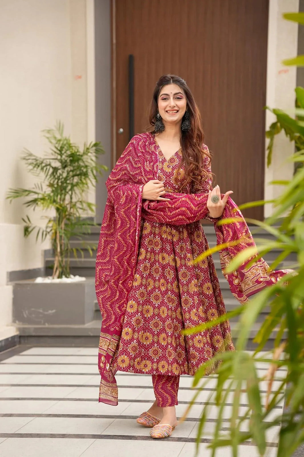 Matrut | Sthir Maroon Anarkali Suit