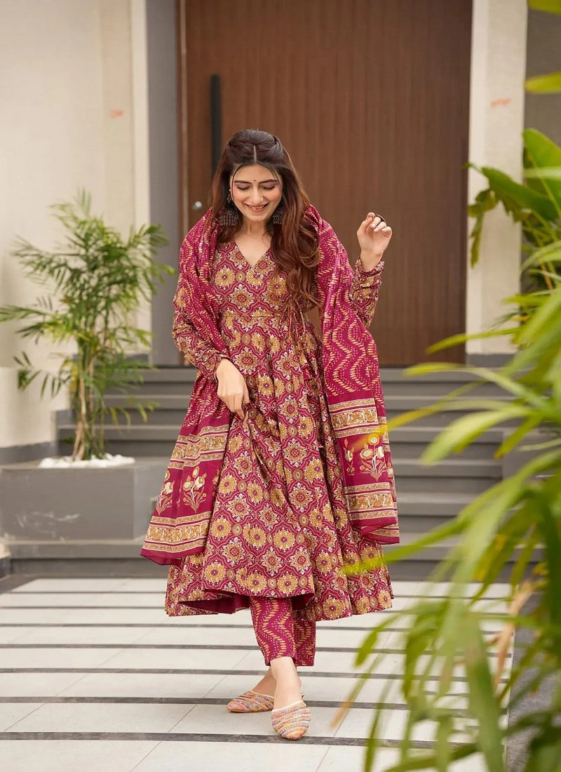 Matrut | Sthir Maroon Anarkali Suit