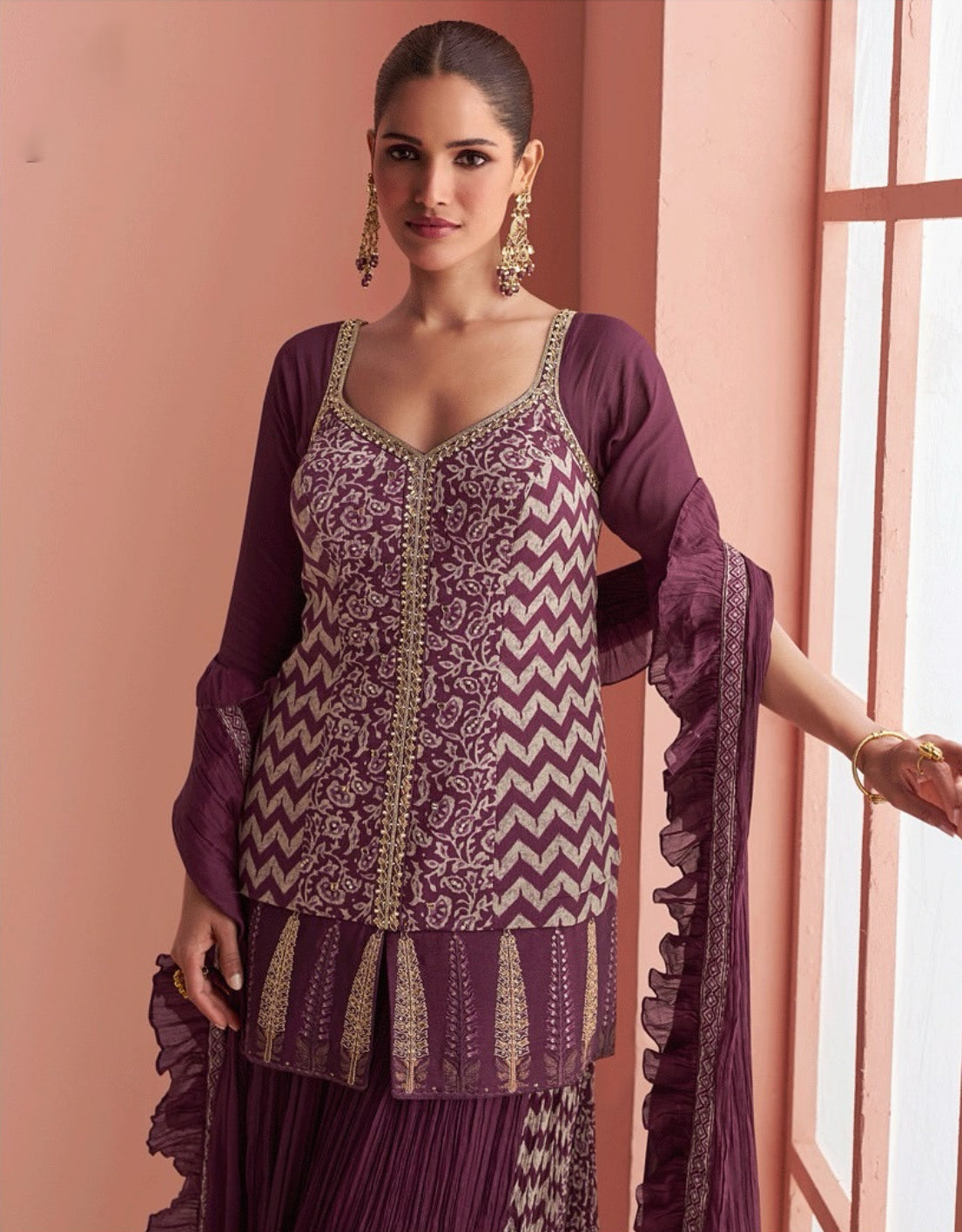 Matrut | Barkha Wine Palazzo Suit