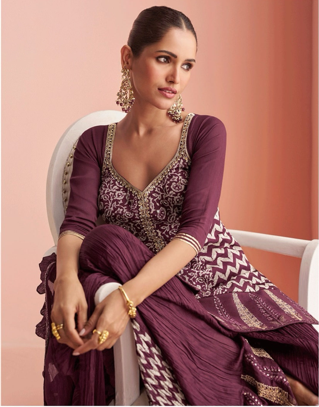 Matrut | Barkha Wine Palazzo Suit