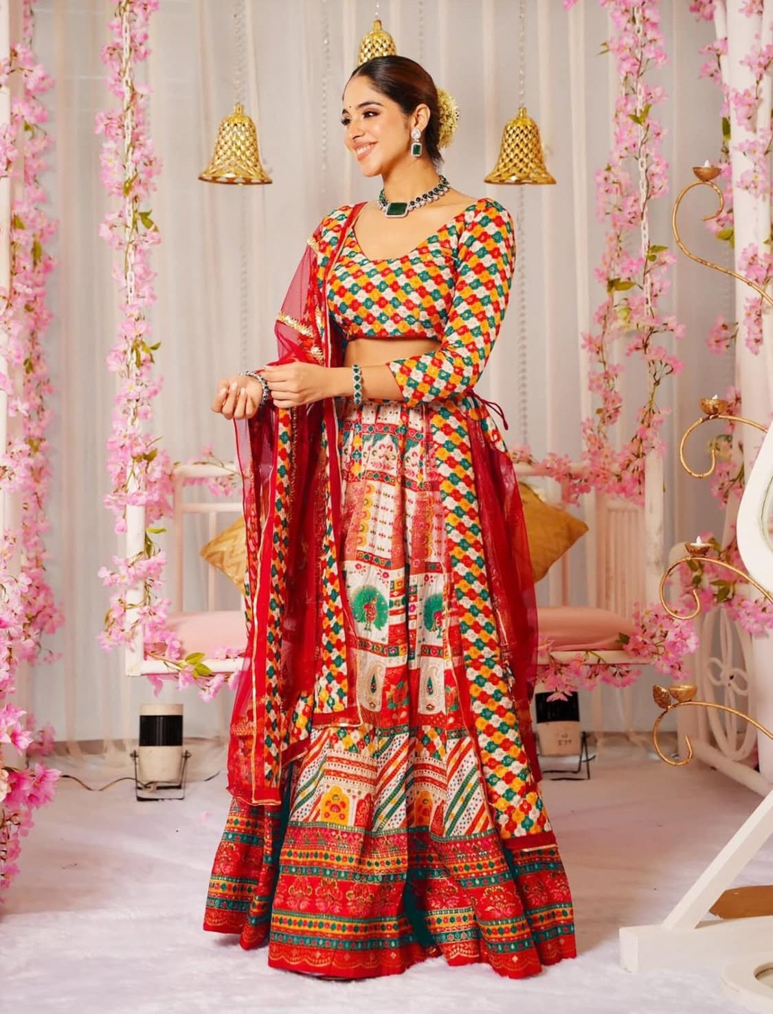 Matrut | Sacred Red Multicolor Lehenga