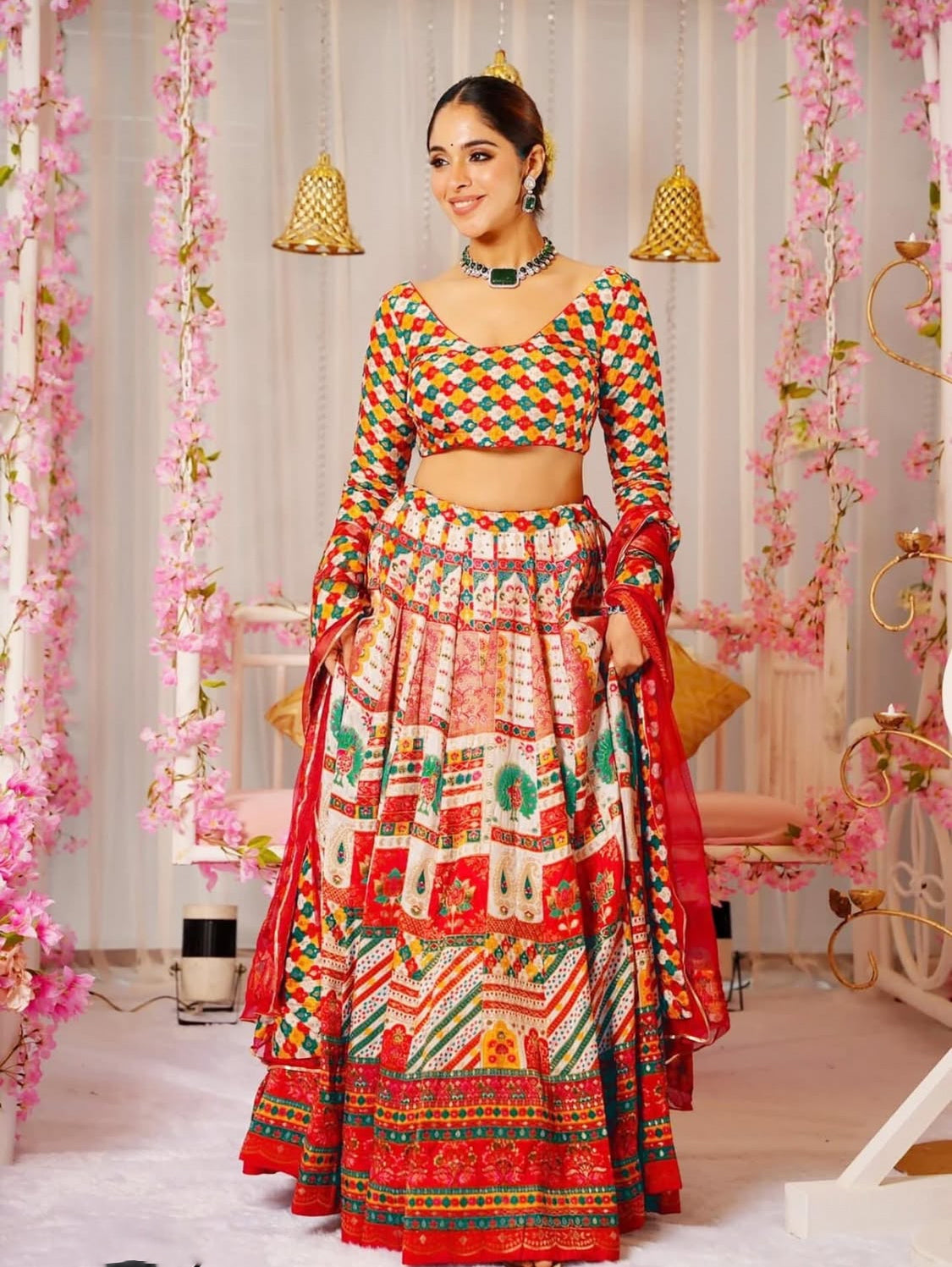 Matrut | Sacred Red Multicolor Lehenga