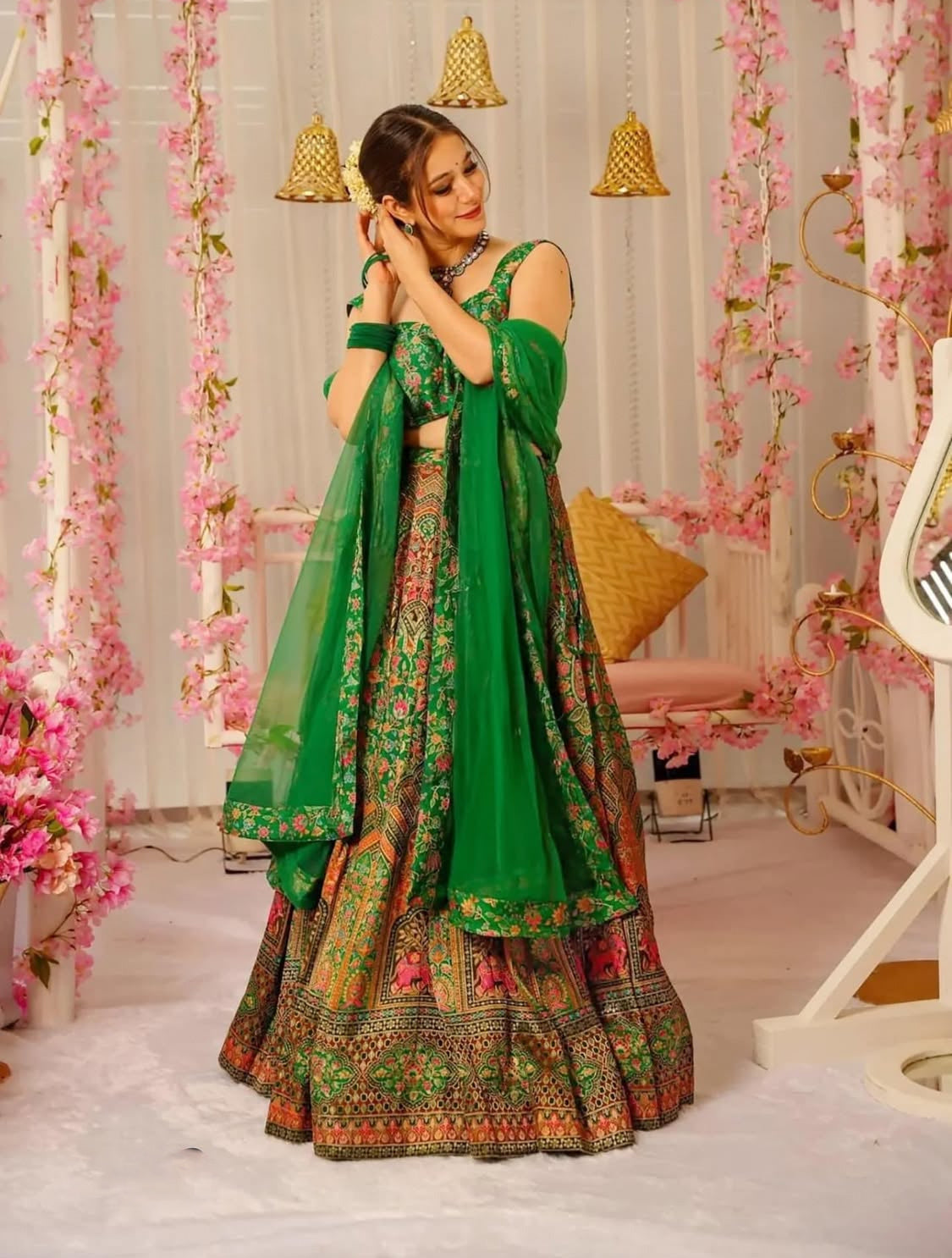 Matrut | Sacred Natural Green Lehenga