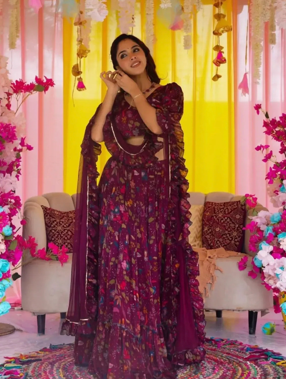 Sama Wine Lehenga