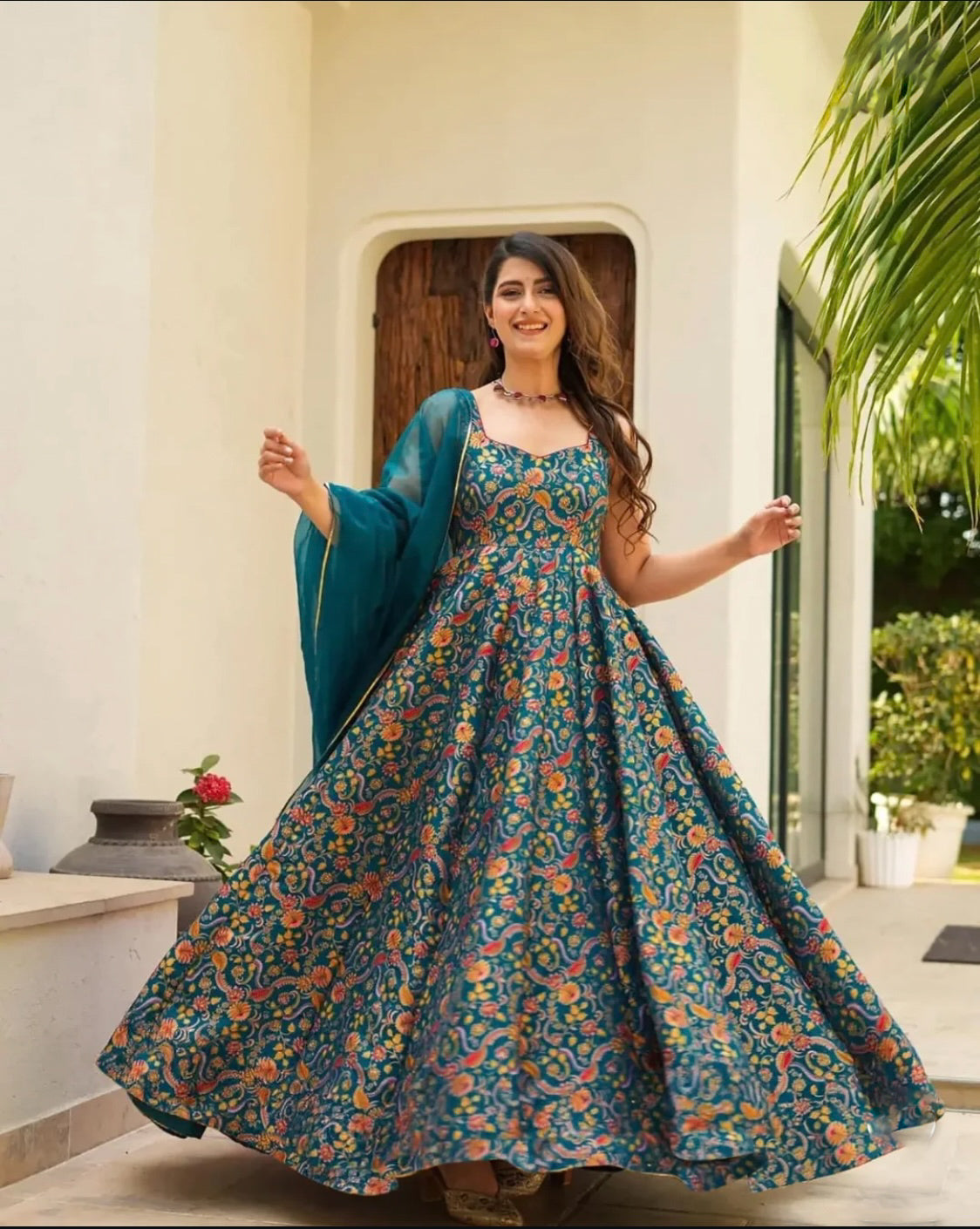 Matrut | Blush & Bold Blue Multicolor Gown