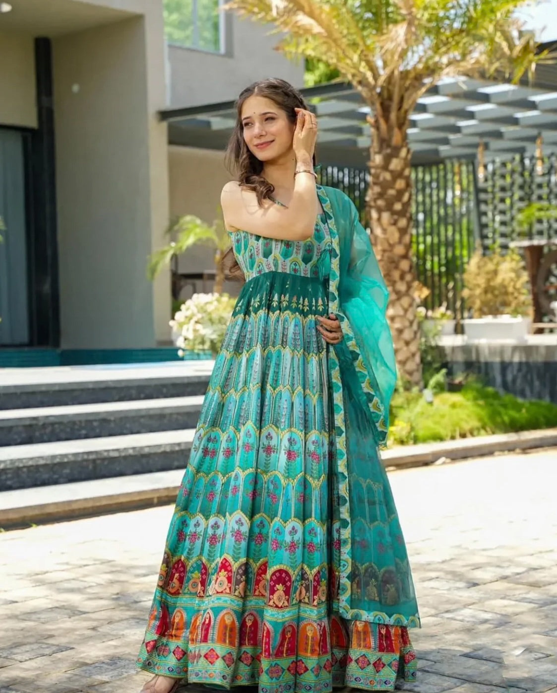 Matrut | Blush & Bold Blue Multicolor Gown