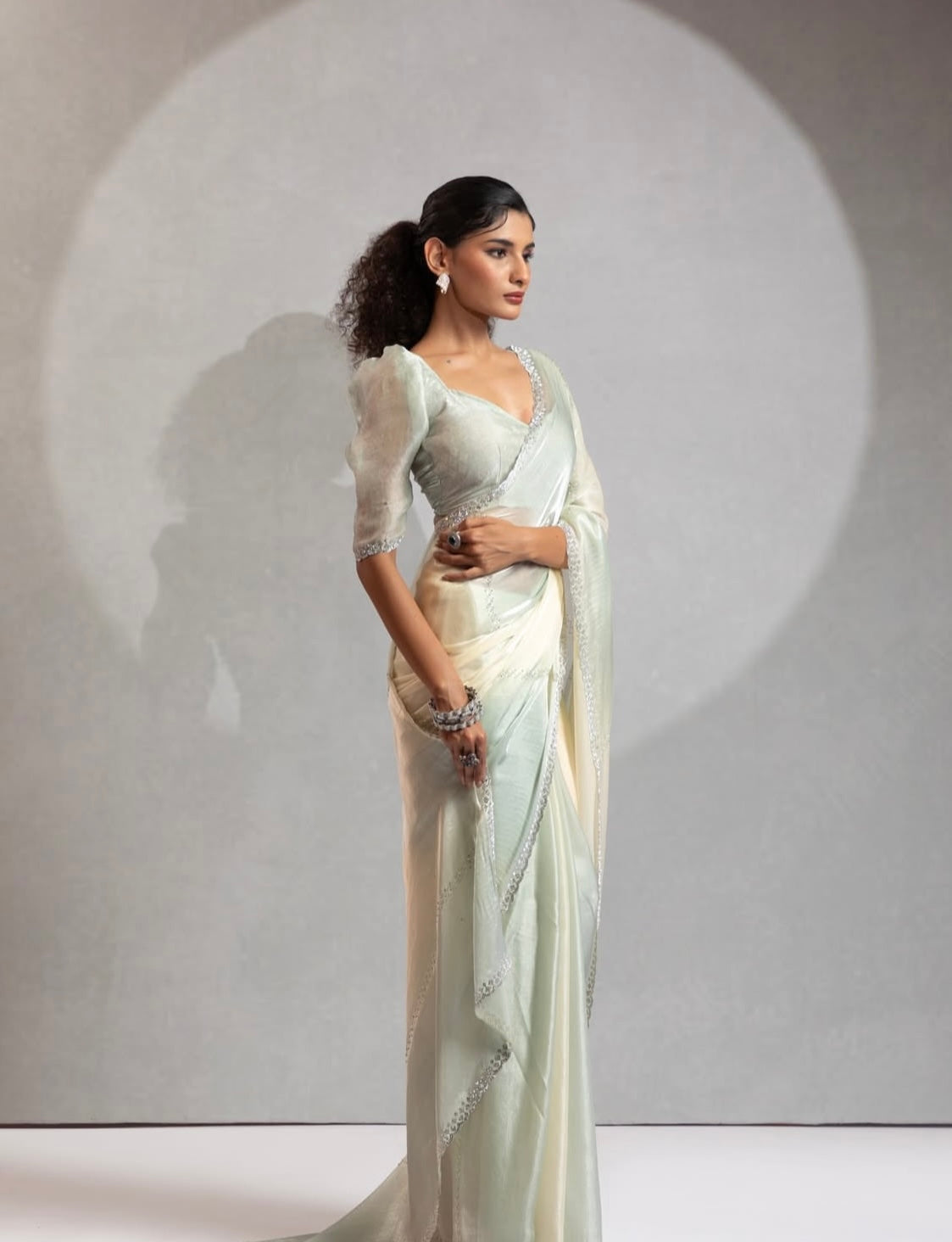 Matrut | Feathera Mint Green Saree