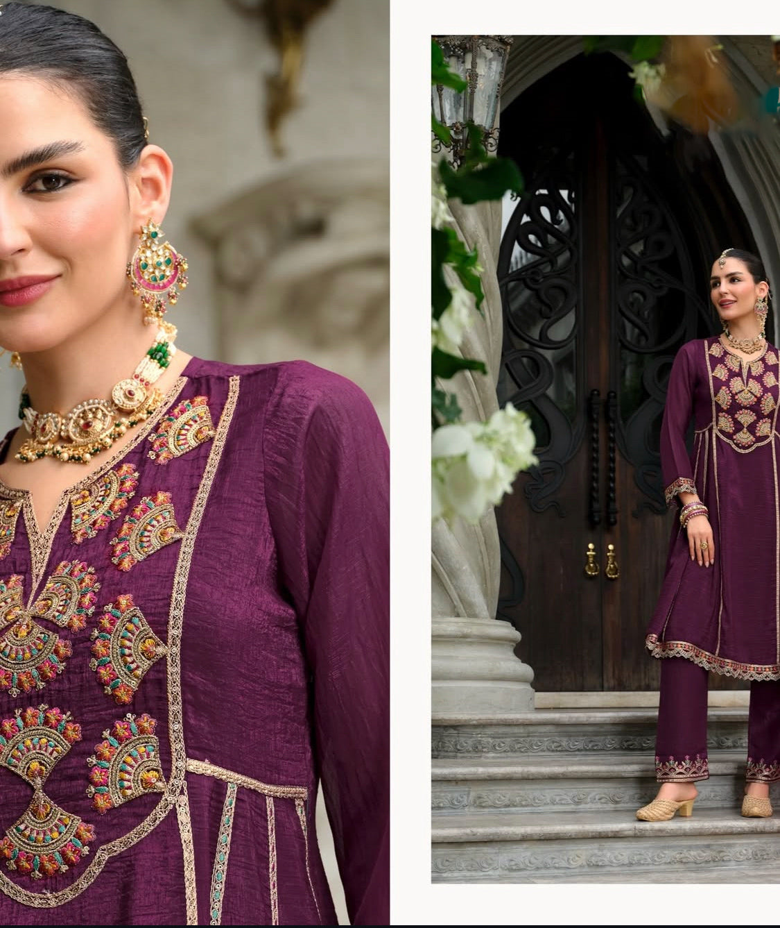 Matrut | Karwa Wine Anarkali Suit