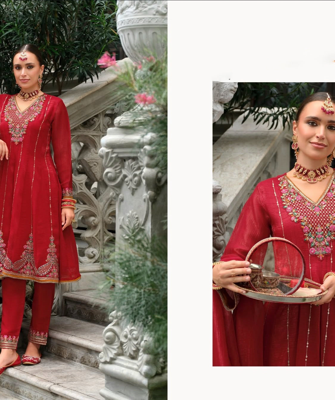 Matrut | Karwa Red Anarkali Suit