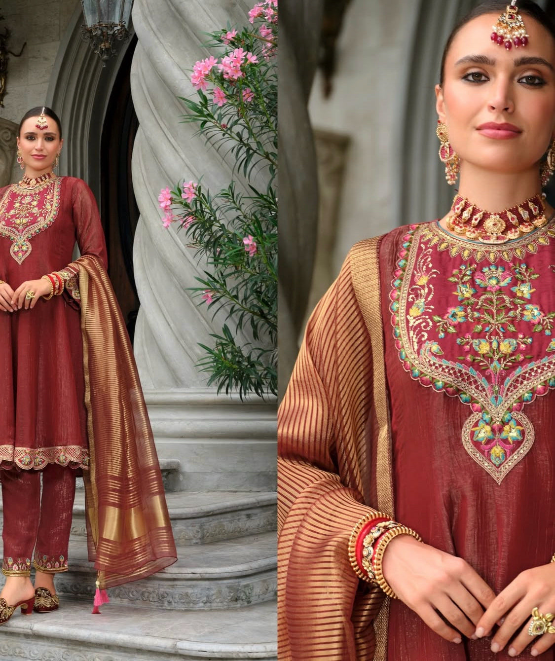 Matrut | Karwa Rusty Red Anarkali Suit