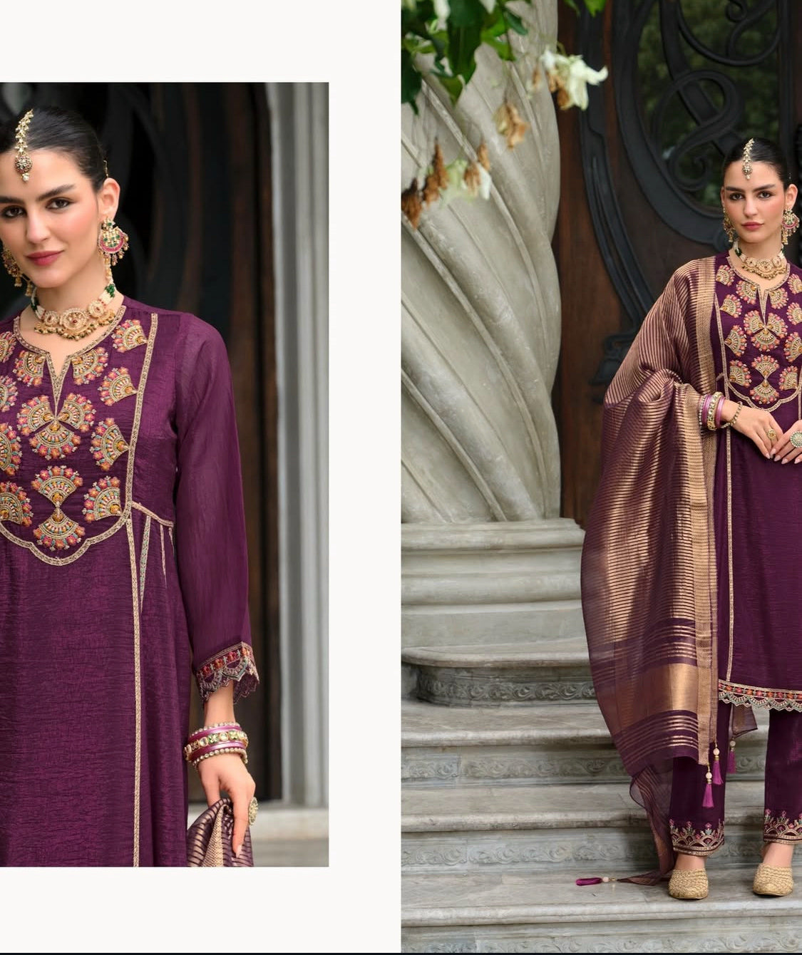 Matrut | Karwa Wine Anarkali Suit