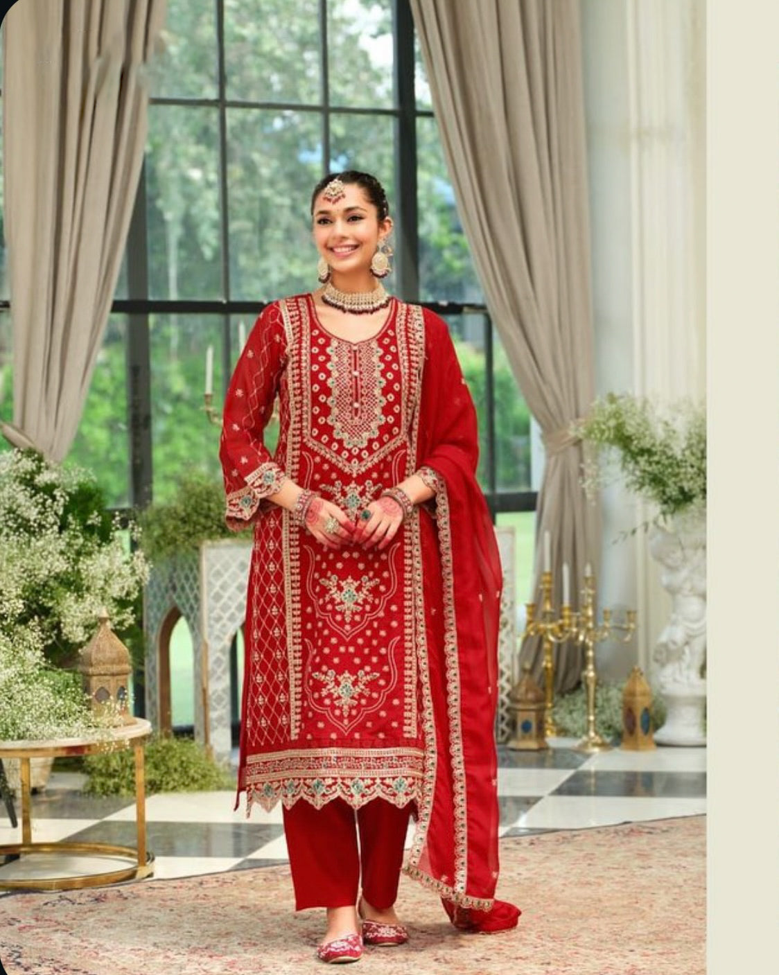 Matrut | Tanvi Red Straight Suit