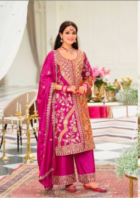 Matrut | Vihara Pink-Orange Straight Suit