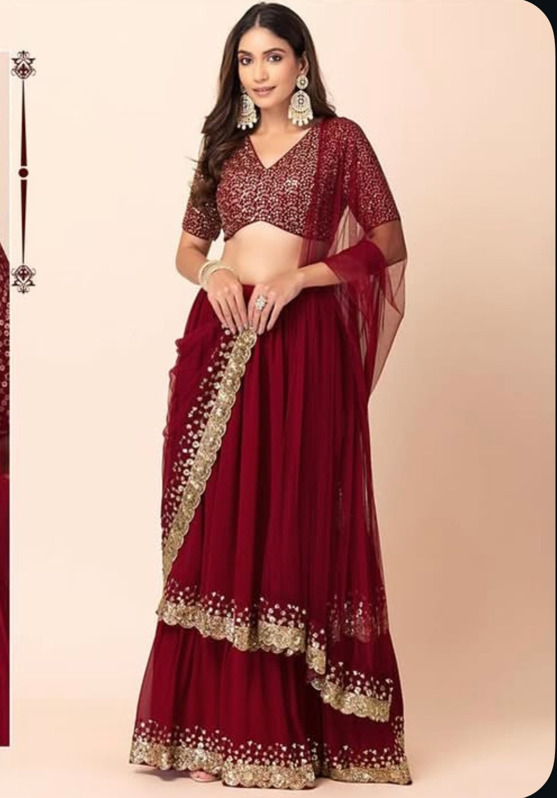 Matrut | Sunehri Cherry Red Lehenga Set