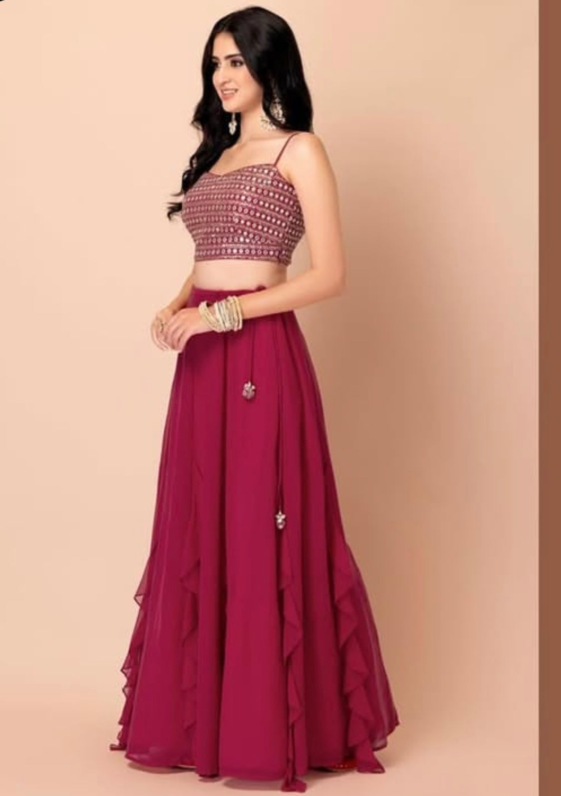 Matrut | Sunehri Glam Rani Pink Lehenga Set