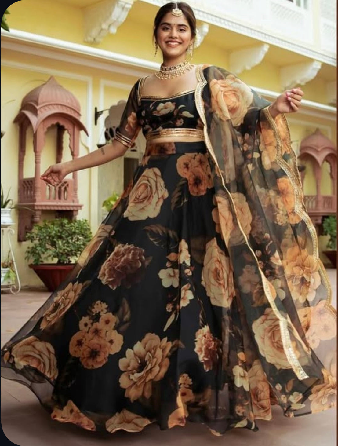 Matrut | Darling Black Floral Lehenga