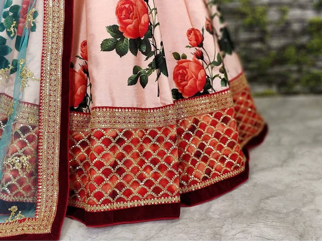 Matrut | Carnations Rose Pink Lehenga
