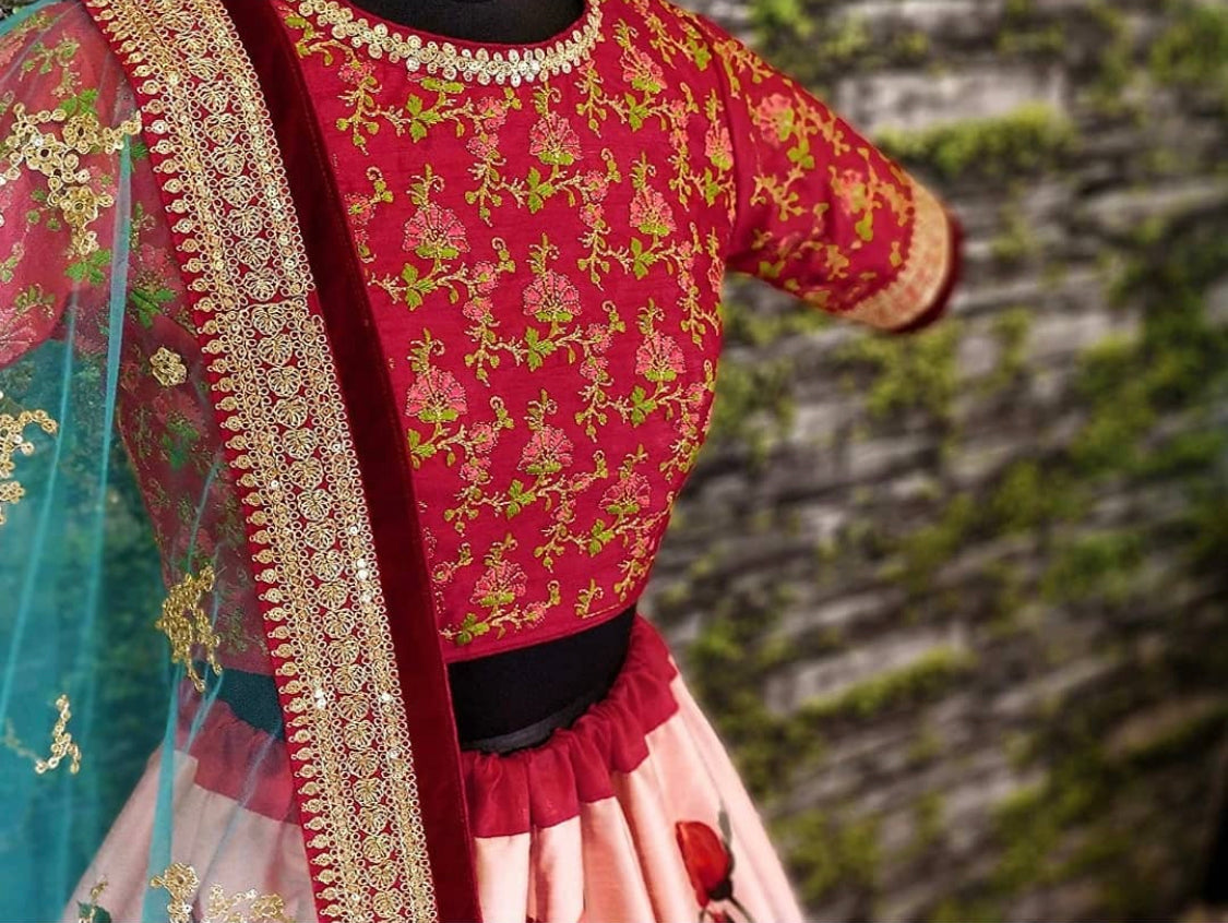 Matrut | Carnations Rose Pink Lehenga