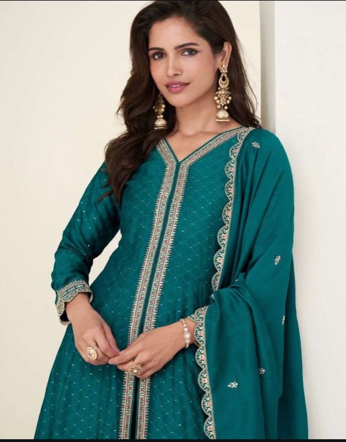Matrut | Charvi Peacock Blue A-line Suit