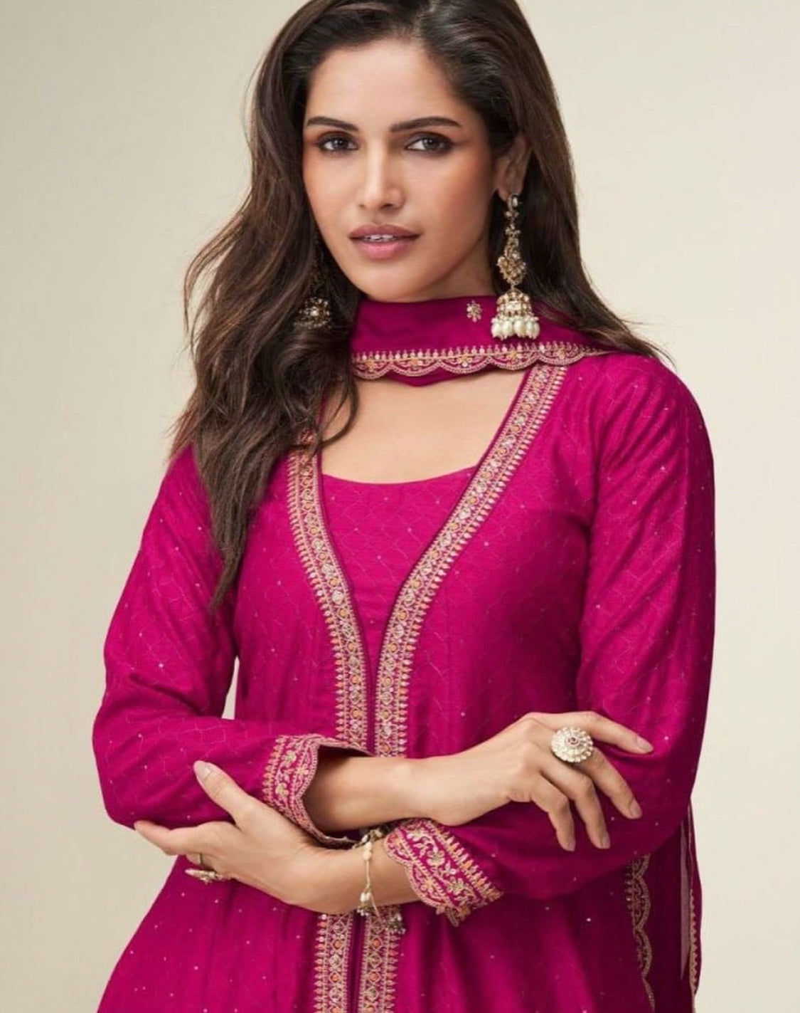 Matrut | Charvi Rani Pink A-line Suit