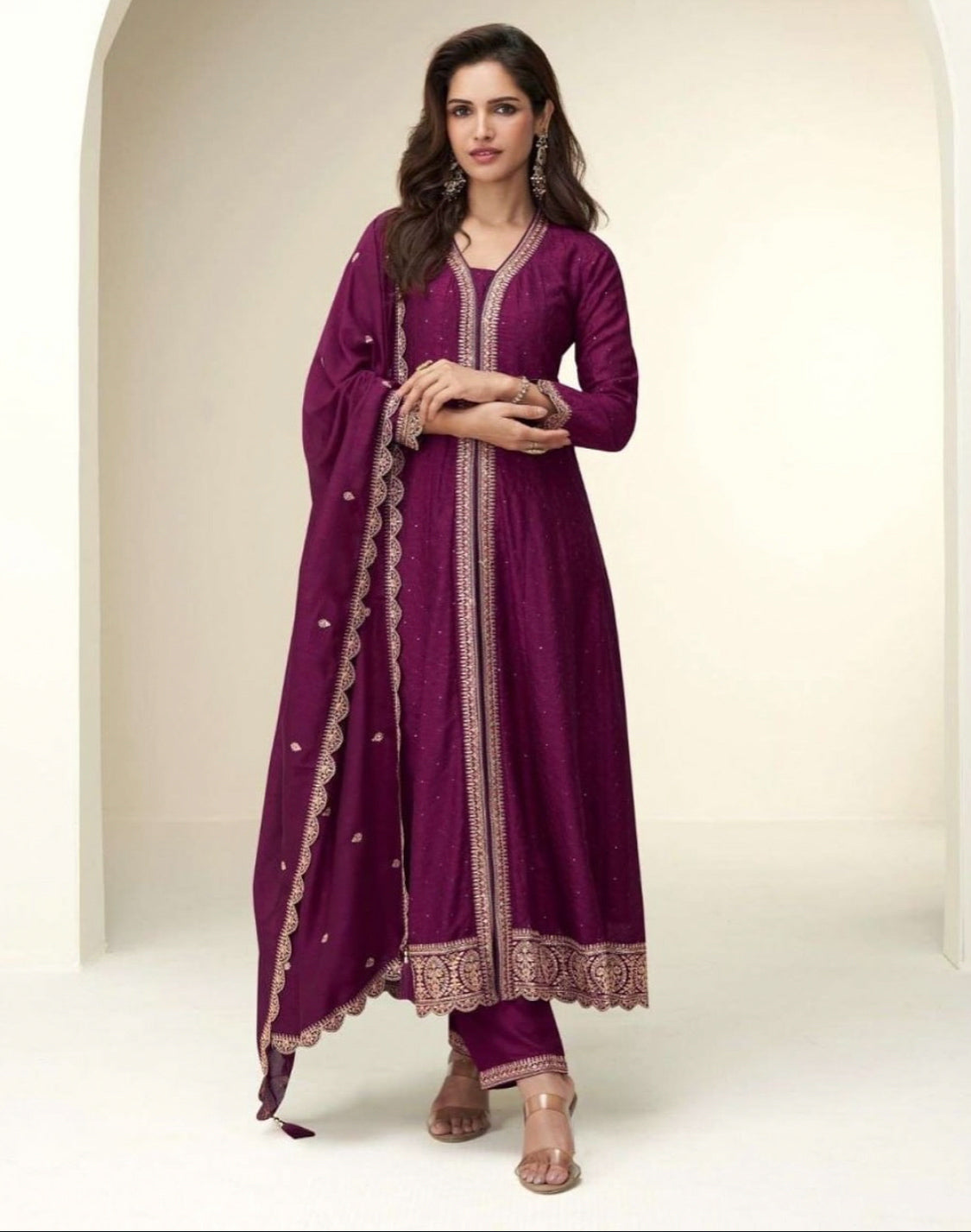 Matrut | Charvi Wine A-line Suit