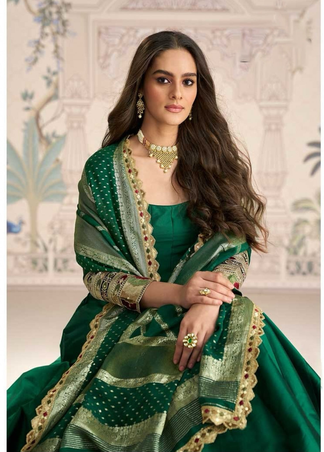 Matrut |  Roshni Bottle Green Gown