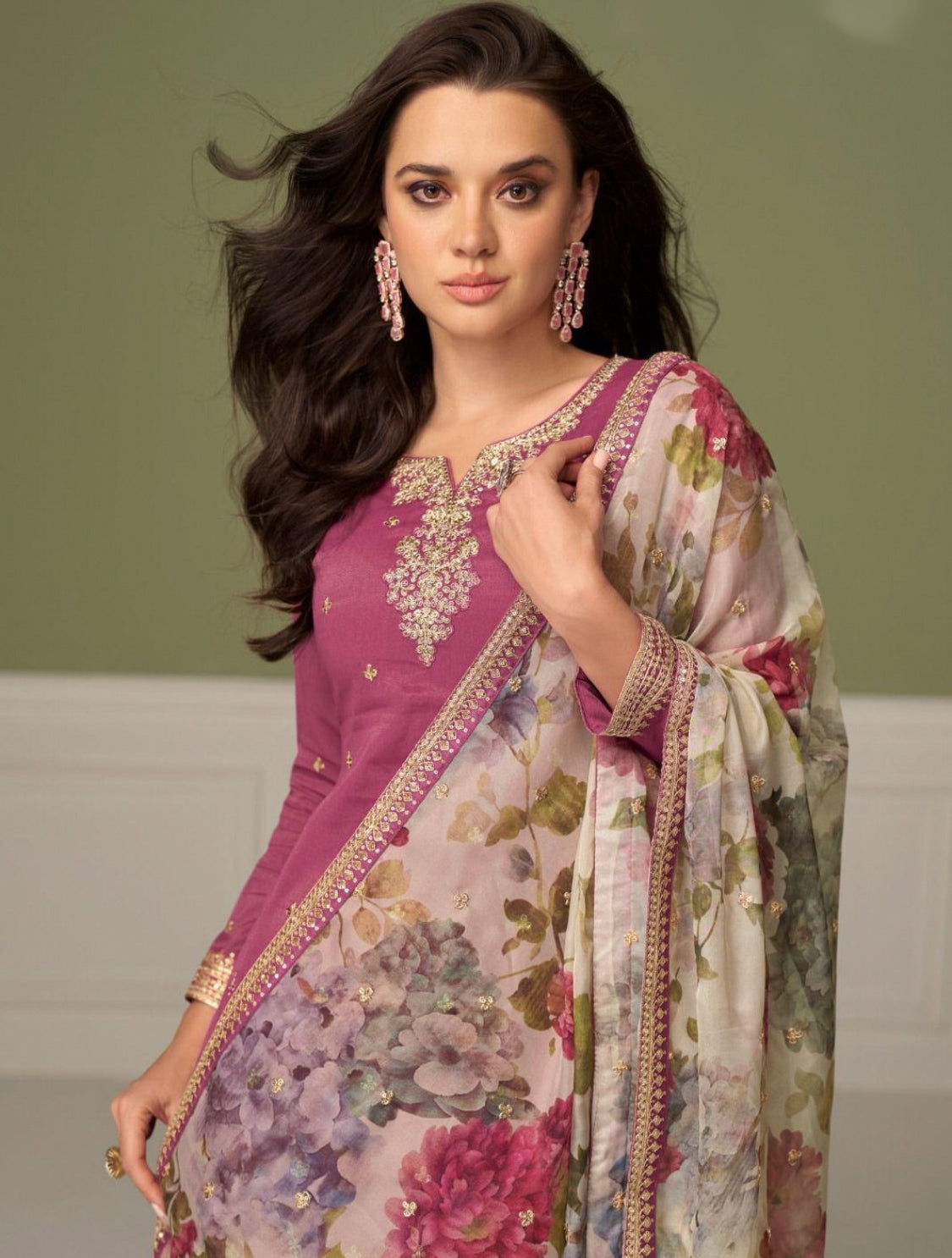 Matrut | Gulnaaz Pink Palazzo Suit