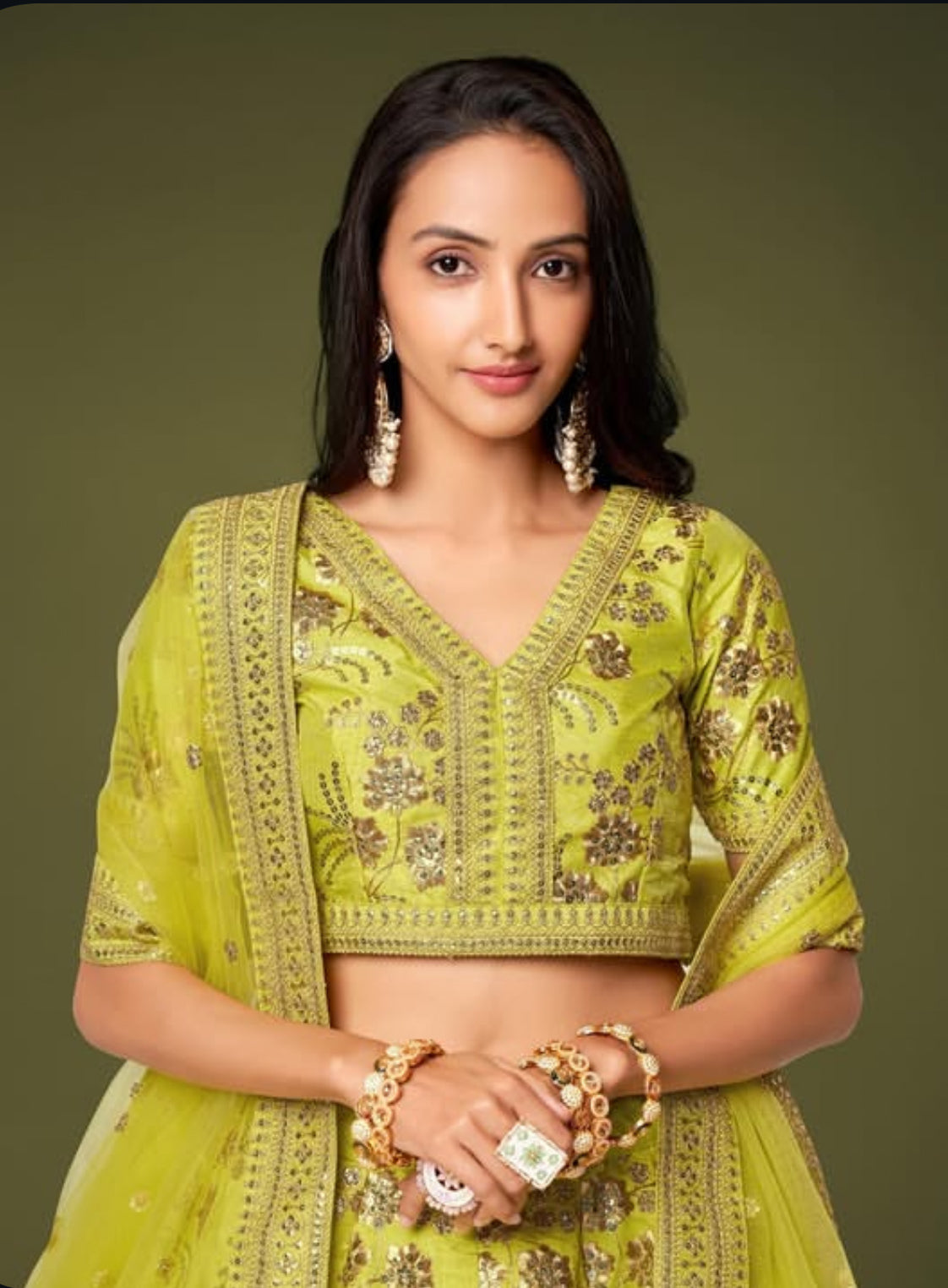 Matrut  | Modern Vibes Lime Green Lehenga Set