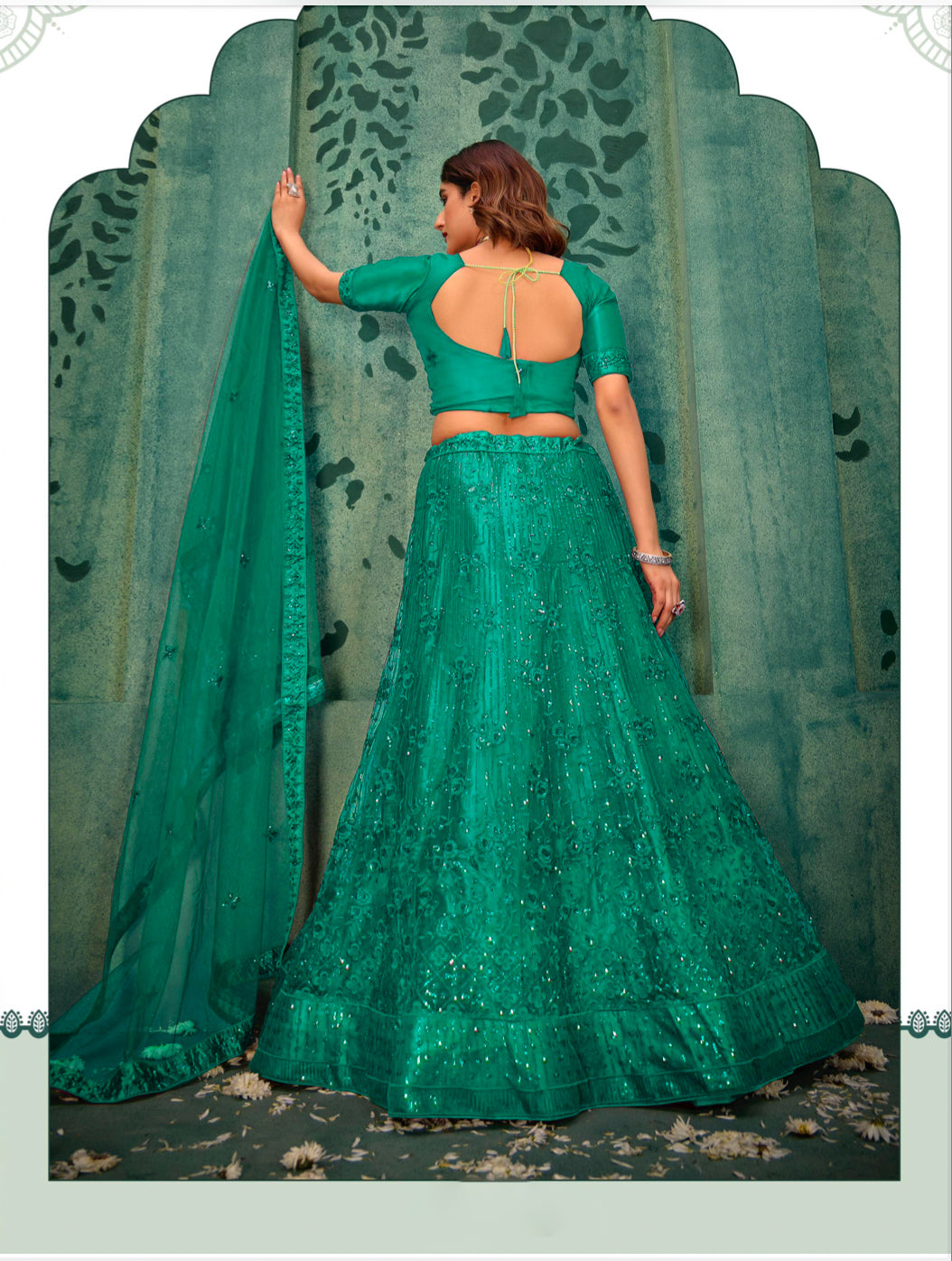Matrut | Elegance Persian Green Lehenga Set